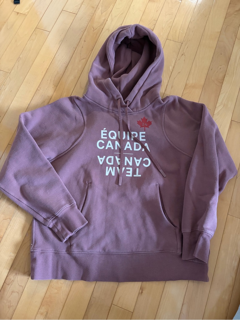 Lululemon Team Canada Mauve Hoodie with Maple Leaf Graphic